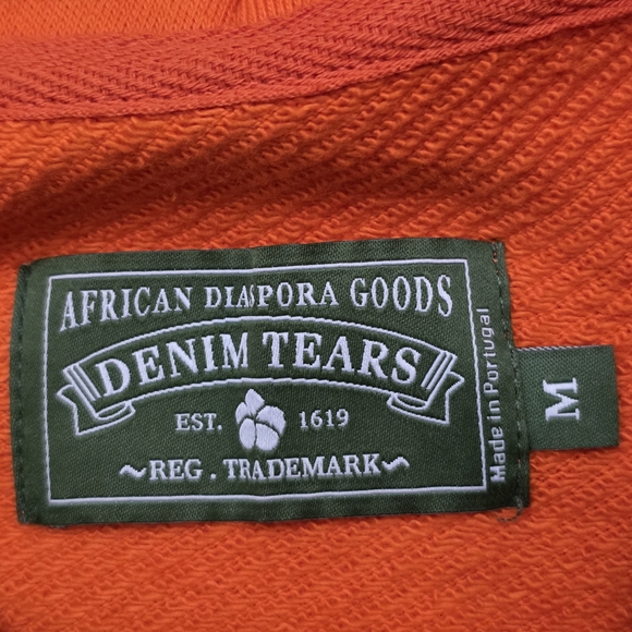 Orange Denim Tear Hoodie in Medium - Picture 2 of 12